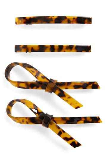 Igou 4-pack Tortoiseshell Barrettes, Size - Brown