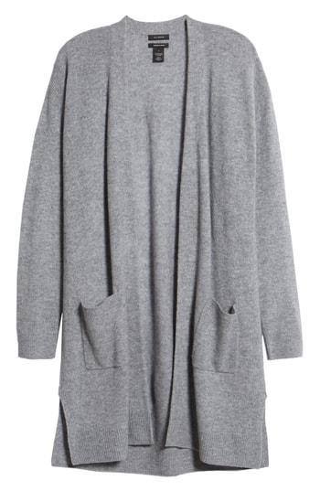 Petite Women's Halogen Rib Knit Wool & Cashmere Cardigan, Size P - Grey