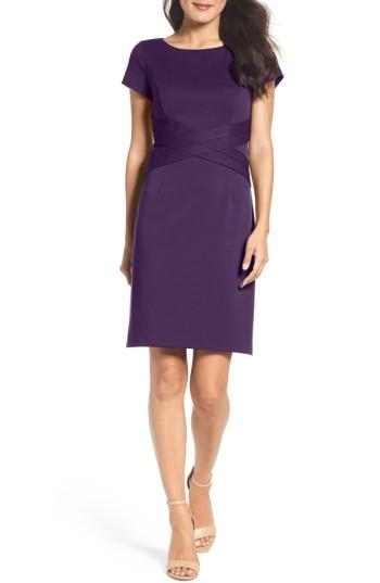 Women's Ellen Tracy Ponte Sheath Dress - Purple