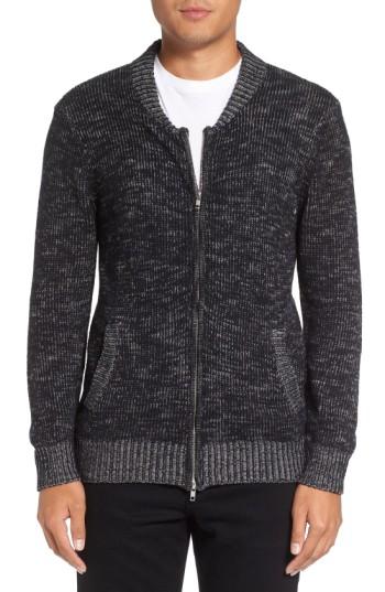 Men's Michael Stars Two-way Zip Melange Sweater - Black