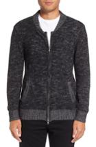 Men's Michael Stars Two-way Zip Melange Sweater - Black