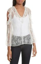 Women's Alice + Olivia Gia Ruffle Cold Shoulder Blouse - Ivory