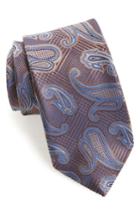Men's Canali Paisley Silk X-long Tie, Size X-long - Brown
