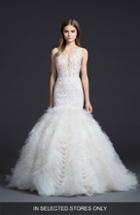 Women's Lazaro Crochet & Chiffon Mermaid Gown, Size - Ivory