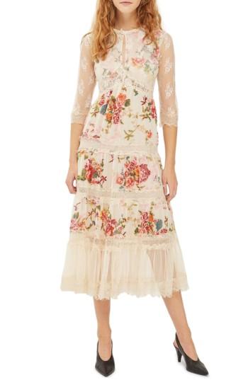 Women's Topshop Lace Tier Floral Midi Dress