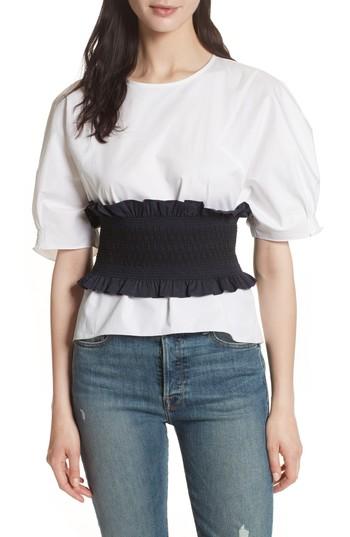 Women's Tibi Cora Smocked Bandeau Top /small - Blue