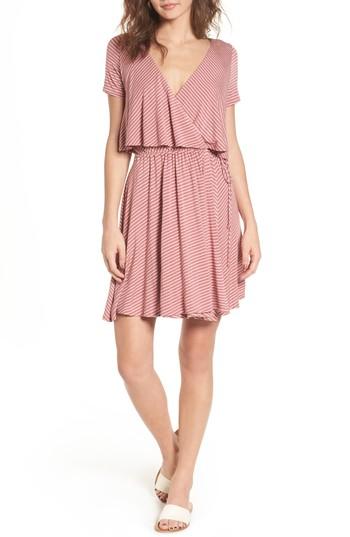 Women's Dee Elly Stripe Flutter Bodice Dress - Pink