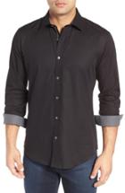 Men's Bugatchi Shaped Fit Herringbone Sport Shirt