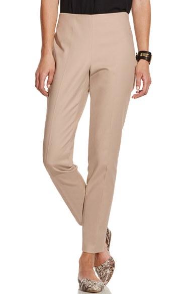 Women's Vince Camuto Side Zip Double Weave Stretch Cotton Pants - Beige