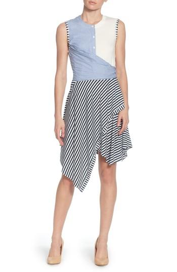 Women's Catherine Catherine Malandrino Pattern Mix Asymmetrical Stripe Dress - Blue