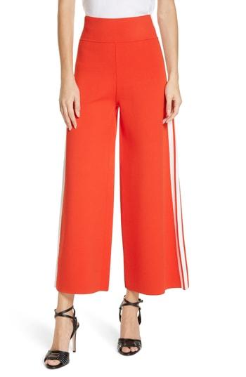 Women's Veronica Beard Roland Side Stripe Wide Leg Pants - Red
