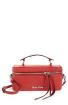 Miu Miu Leather Cosmetics Case, Size - Fuoco