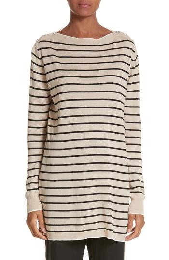 Women's Max Mara Alghero Stripe Silk & Linen Tunic - Beige