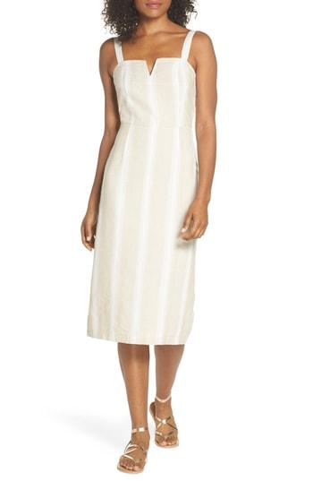 Women's First Monday Peekabo Stripe Midi Dress - Beige