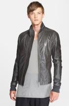 Men's Rick Owens 'sternberg' Leather Jacket With Stowaway Hood