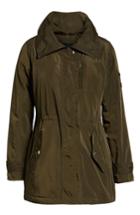 Women's Sam Edelman Velvet Trim Rain Parka - Green
