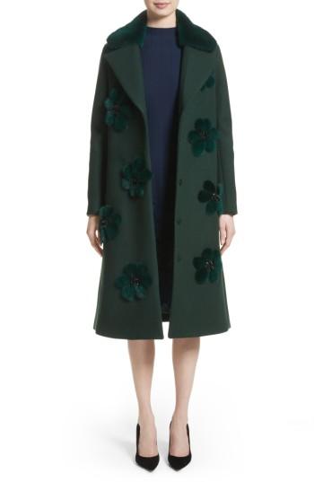 Women's Lela Rose Genuine Mink Fur Flower Coat