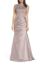 Women's La Femme Embellished Bodice Trumpet Gown - Beige