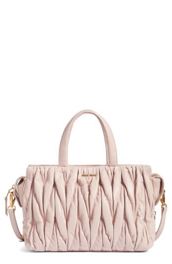 Miu Miu Matelasse Leather Top Handle Satchel - Orange