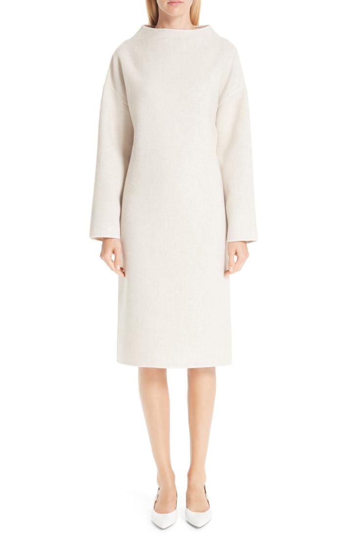 Women's Mansur Gavriel Funnel Neck Double Face Cashmere Sweater Dress Us / 38 It - Beige