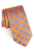 Men's Nordstrom Men's Shop Cameron Floral Medallion Silk Tie, Size X-long - Orange