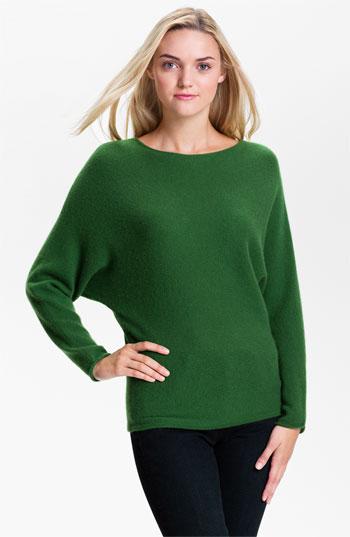 Only Mine Dolman Sleeve Cashmere Sweater Kelly Green Medium