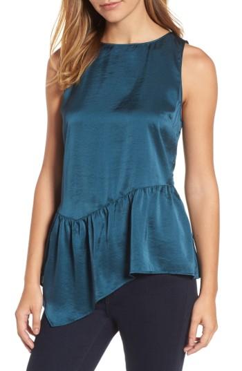 Women's Halogen Sleeveless Asymmetrical Ruffle Top - Blue/green