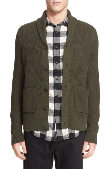 Men's Rag & Bone Standard Issue 'avery' Shawl Collar Cardigan - Green