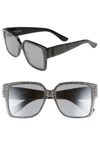 Women's Saint Laurent 55mm Square Sunglasses - Multi/ Silver