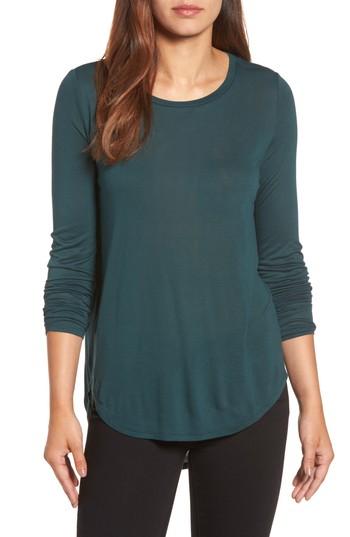 Petite Women's Halogen Shirttail Tee, Size P - Green