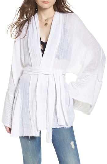 Women's Free People Tie Wrap Kimono /small - Ivory