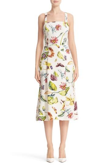 Women's Adam Lippes Floral Print Crepe Dress