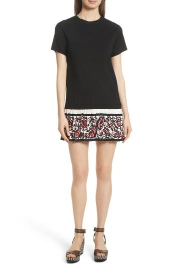 Women's Red Valentino Pleated Hem T-shirt Dress - Black