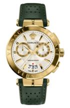 Men's Versace Aion Chronograph Leather Strap Watch, 45mm