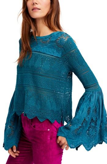 Women's Free People Once Upon A Time Lace Top - Blue/green