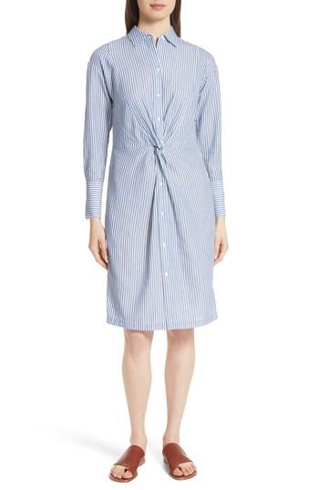 Women's Vince Classic Stripe Twist Cotton Blend Shirtdress