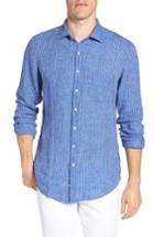 Men's Rodd & Gunn Warwick Junction Stripe Linen Sport Shirt - Blue