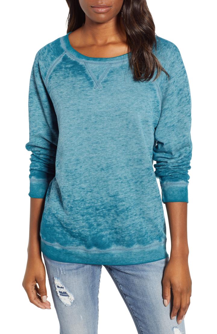 Petite Women's Caslon Burnout Sweatshirt P - Blue