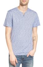 Men's The Rail Slub Feeder Stripe Split Neck T-shirt, Size - Blue