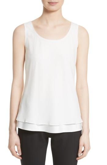 Women's Lafayette 148 New York Ryan Layered Silk Blouse - White