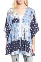 Women's Hinge Poppy Patchwork Kimono, Size - Blue