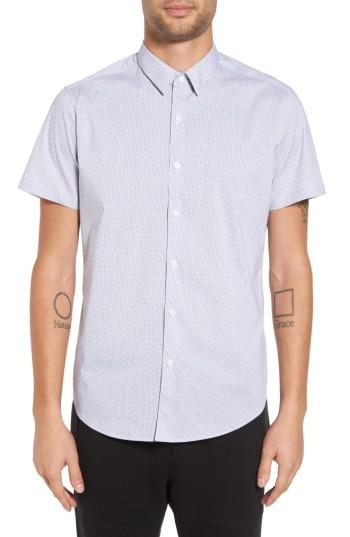 Men's Theory Print Short Sleeve Sport Shirt, Size - Blue