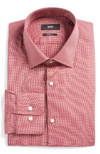 Men's Boss Sharp Fit Solid Dress Shirt .5 R - Red