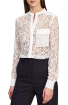 Women's Reiss Betsey Sheer Lace Shirt Us / 4 Uk - Ivory