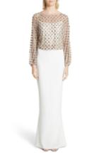 Women's Rachel Gilbert Nora Beaded Blouson Column Gown - Ivory