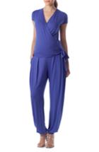 Women's Pietro Brunelli 'billie' Wrap Front Maternity Jumpsuit - Blue