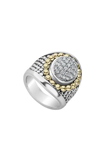 Women's Lagos Signature Caviar & Pave Diamond Ring