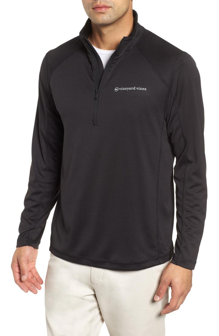 Men's Vineyard Vines The New Nine Mile Half Zip Pullover, Size - Black