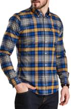 Men's Barbour Endsleigh Highland Check Cotton Flannel Shirt, Size - Yellow