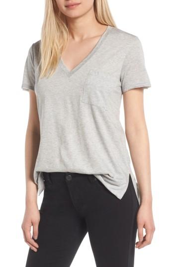Women's Lush Raw Edge Side Slit Tee - Grey
